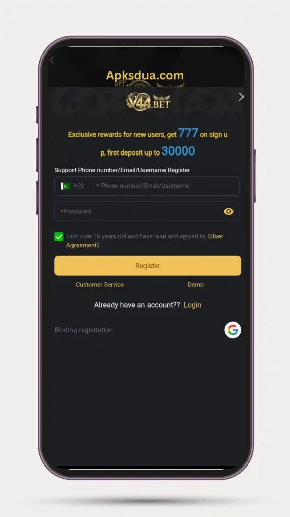 How to Register on V44 BET Game