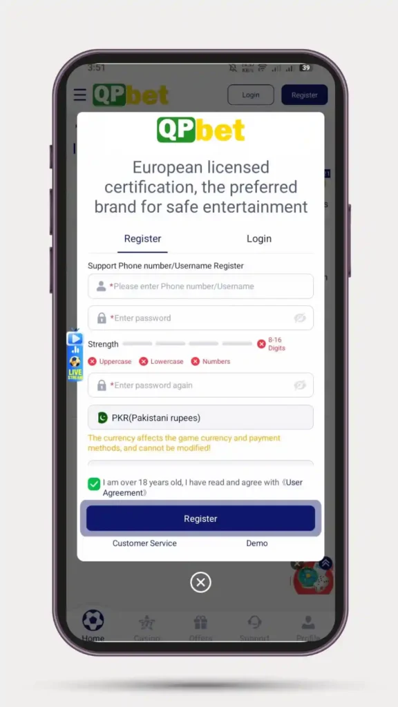 How to Register on QPBET Game