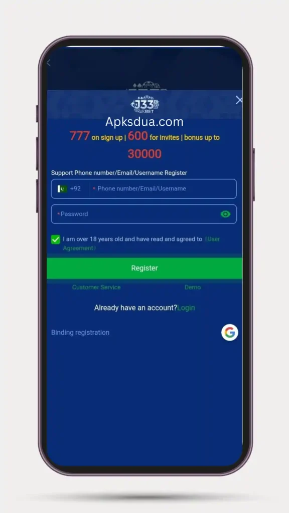 How to Register on J33 BET Game