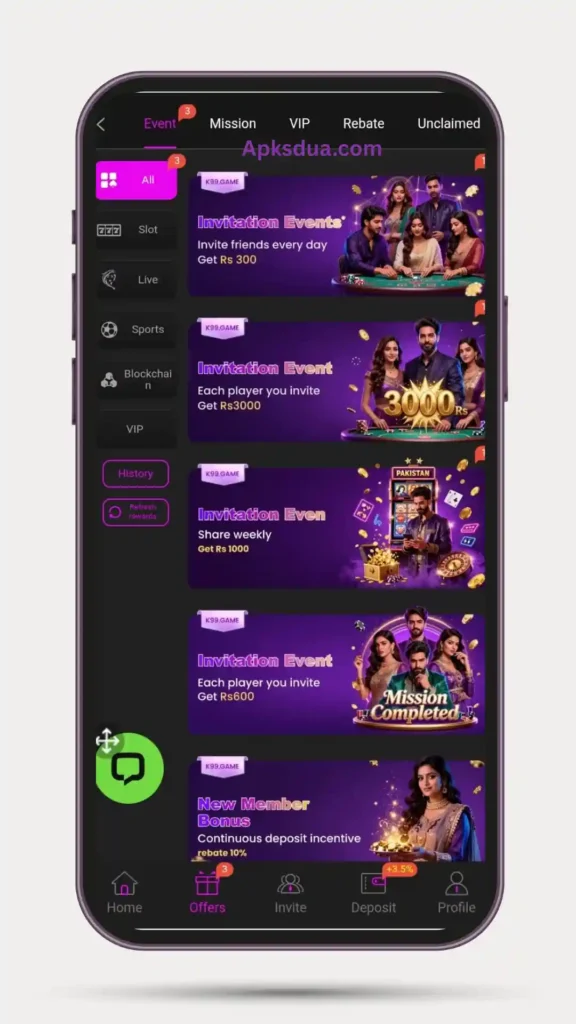 Offers and event of K99 Game