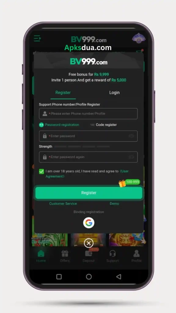 How to Register in BV999 Game