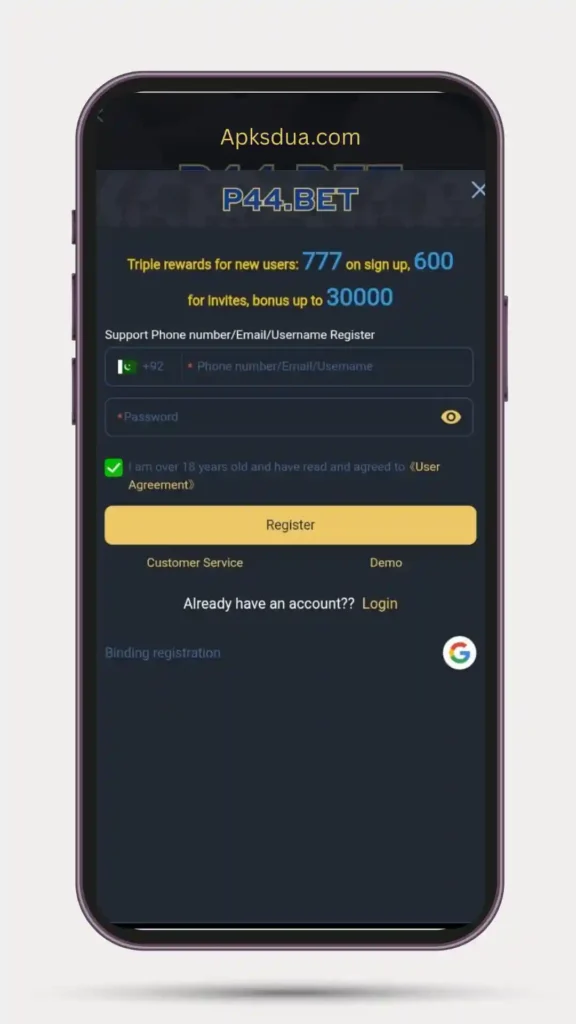 How to Register & Login on P44 BET Game