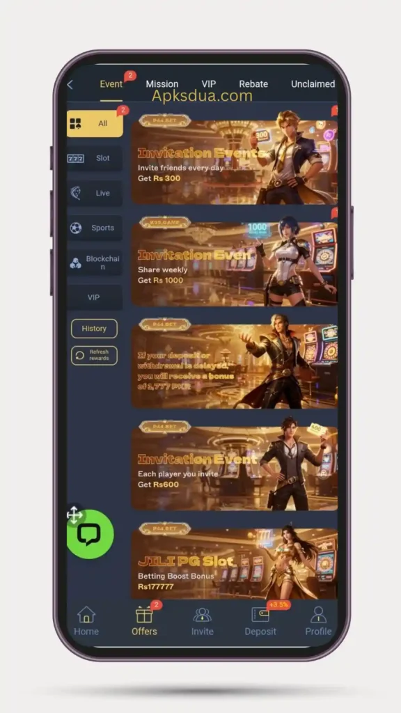 Offers and Event of P44 BET Game