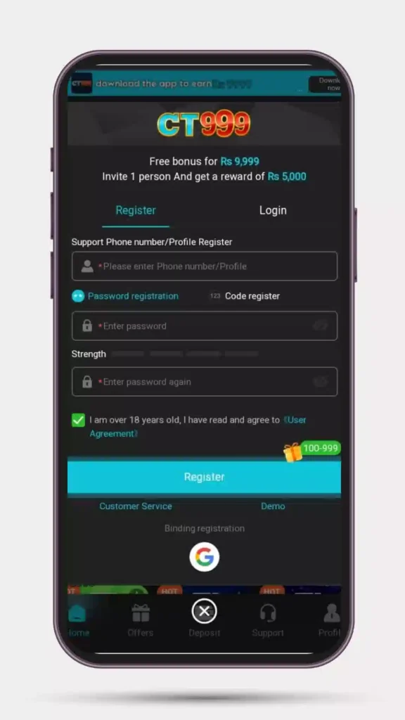 How to register on CT999 Game