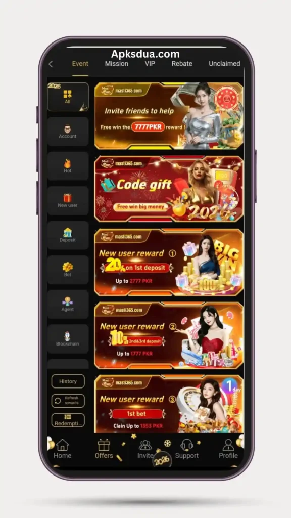 Offers and event of Masti365 Game
