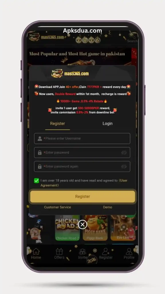 How to Register on Masti365 Game