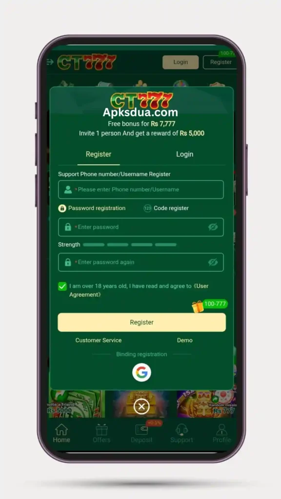 How to Register on CT777 Game