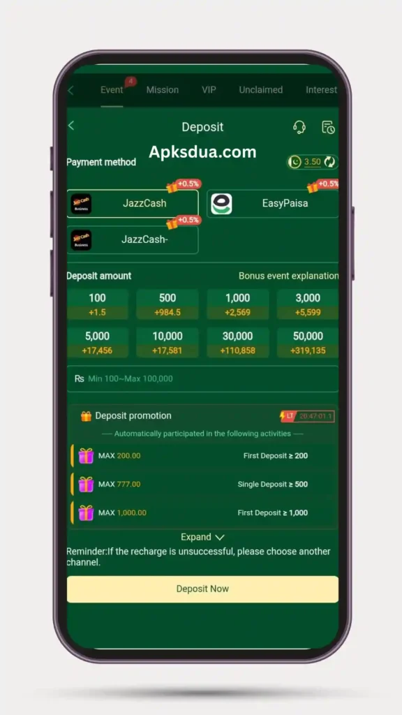 How to Deposit money of CT777 Game