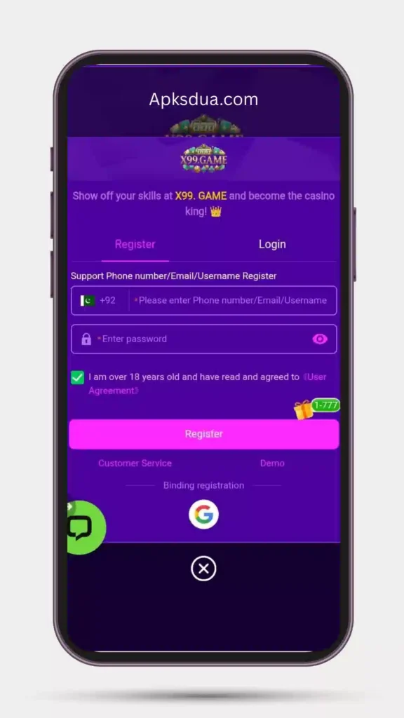 How to register and login on X99 Game