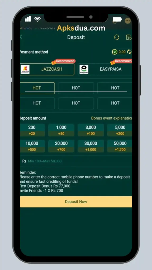 Deposit Money of JJ44 Game