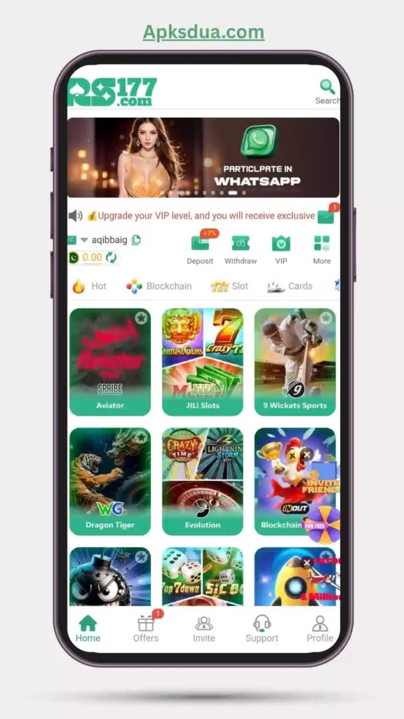 Home page of all games avaible