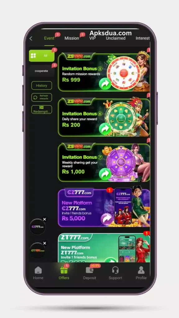 Offers and event of ZS999 Game