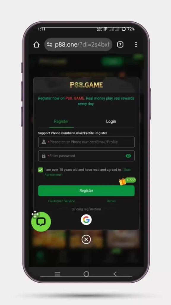How to Register into the P88 Game Download