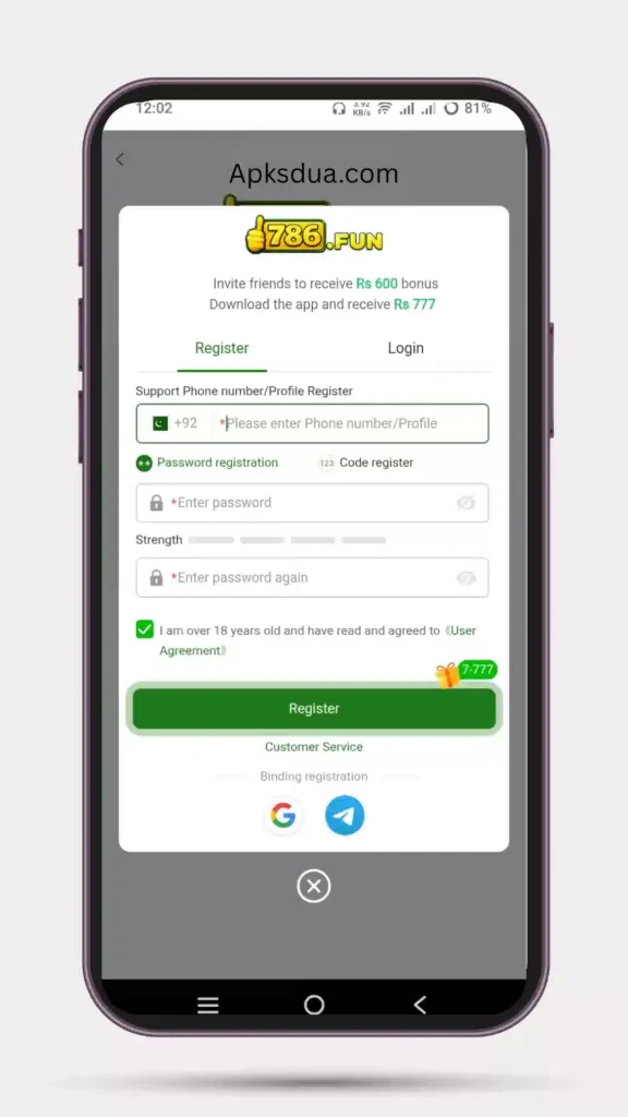 Registration and Login Process on 786Fun Game