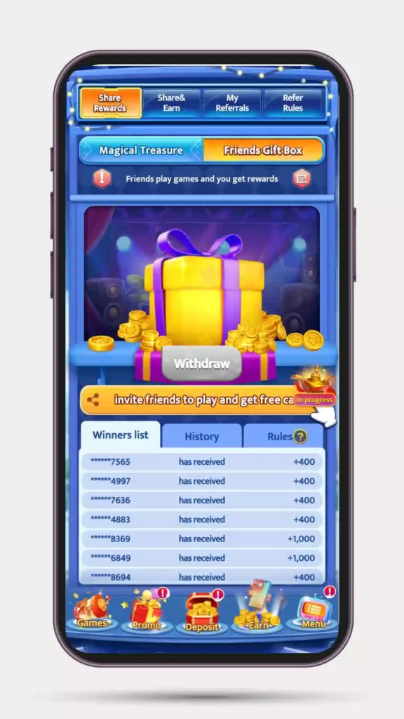 Withdraw money from the OX Game APK